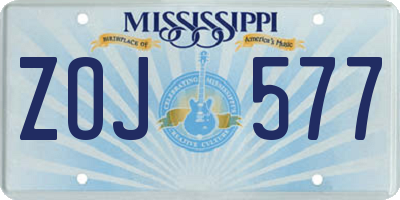 MS license plate ZOJ577