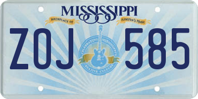 MS license plate ZOJ585