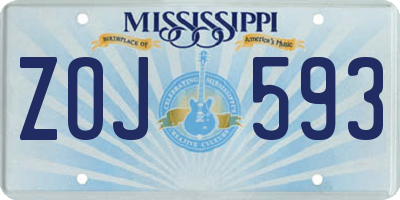 MS license plate ZOJ593