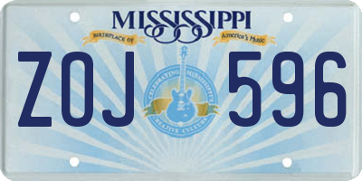 MS license plate ZOJ596