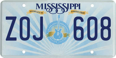 MS license plate ZOJ608