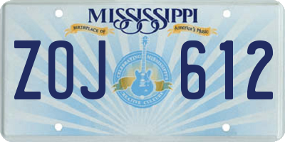 MS license plate ZOJ612
