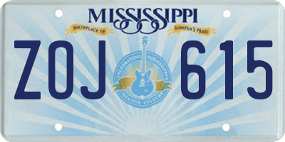 MS license plate ZOJ615