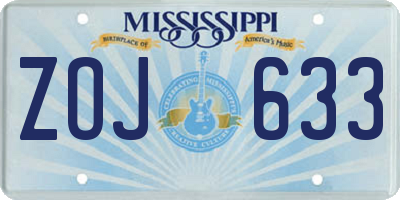 MS license plate ZOJ633