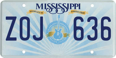 MS license plate ZOJ636