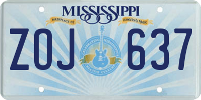 MS license plate ZOJ637