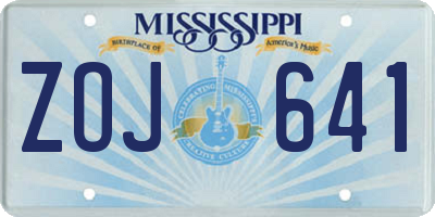 MS license plate ZOJ641