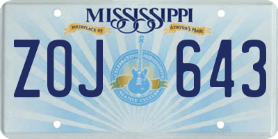 MS license plate ZOJ643