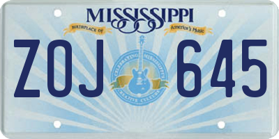 MS license plate ZOJ645