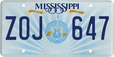 MS license plate ZOJ647