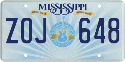 MS license plate ZOJ648
