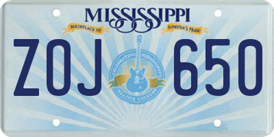 MS license plate ZOJ650