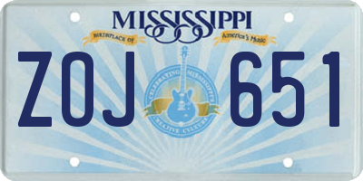 MS license plate ZOJ651