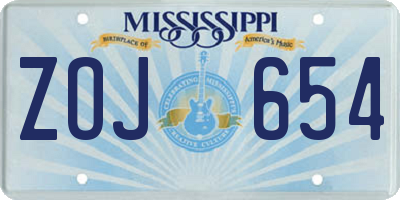 MS license plate ZOJ654