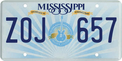 MS license plate ZOJ657