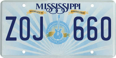 MS license plate ZOJ660