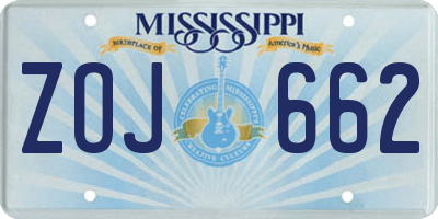 MS license plate ZOJ662