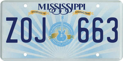 MS license plate ZOJ663