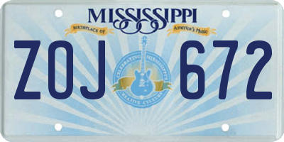 MS license plate ZOJ672