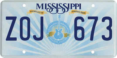 MS license plate ZOJ673
