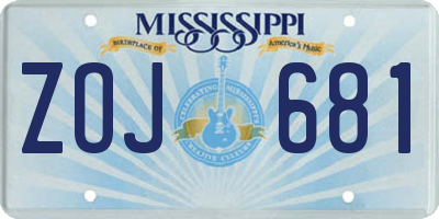 MS license plate ZOJ681