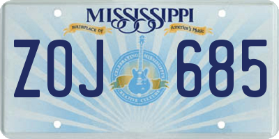 MS license plate ZOJ685