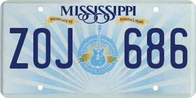 MS license plate ZOJ686