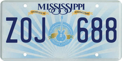 MS license plate ZOJ688