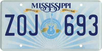 MS license plate ZOJ693