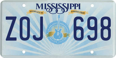 MS license plate ZOJ698