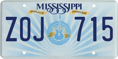 MS license plate ZOJ715