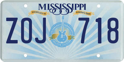 MS license plate ZOJ718