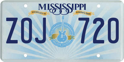 MS license plate ZOJ720
