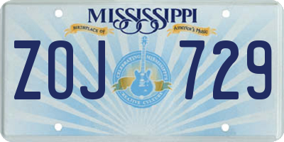 MS license plate ZOJ729