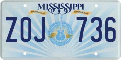 MS license plate ZOJ736