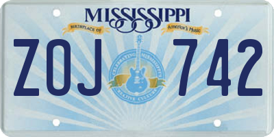MS license plate ZOJ742