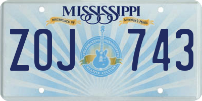 MS license plate ZOJ743