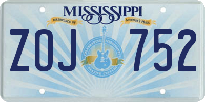 MS license plate ZOJ752