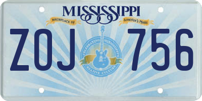 MS license plate ZOJ756