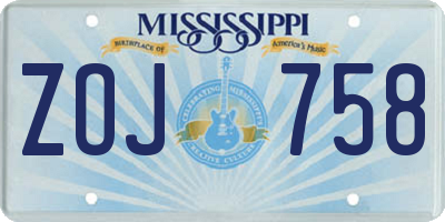 MS license plate ZOJ758