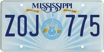 MS license plate ZOJ775