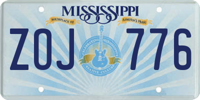 MS license plate ZOJ776