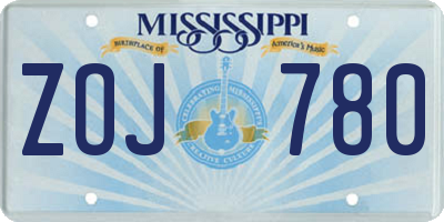 MS license plate ZOJ780