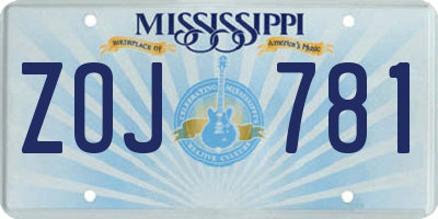 MS license plate ZOJ781