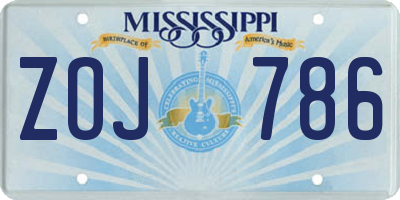 MS license plate ZOJ786
