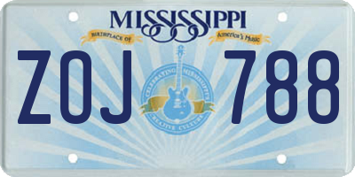 MS license plate ZOJ788
