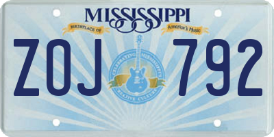 MS license plate ZOJ792