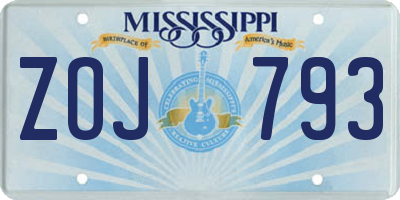 MS license plate ZOJ793