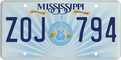 MS license plate ZOJ794