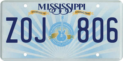 MS license plate ZOJ806